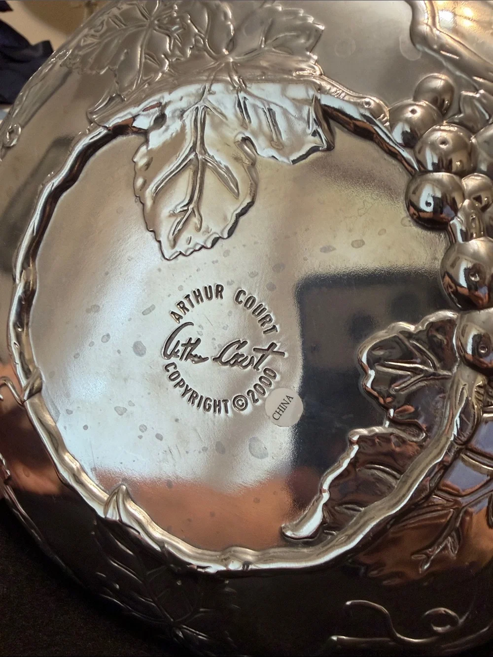 Arthur Court Silver-Tone Grape & Leaf Serving Tray